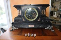 Ancienne pendule borne cheminée en marbre noir NAPOLEON III XIXe 19kgs THIEBLE