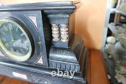 Ancienne pendule borne cheminée en marbre noir NAPOLEON III XIXe 19kgs THIEBLE