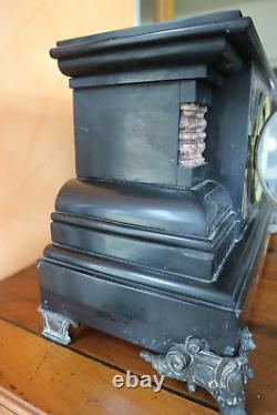 Ancienne pendule borne cheminée en marbre noir NAPOLEON III XIXe 19kgs THIEBLE