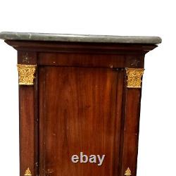 Antique Armoire A Colonne Napoléon III Acajou Marbre XIX Siècle Frises Doré