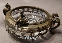 Antique Centre De Table En Cristal Avec Putto XIXe Siècle Style Napoléon III