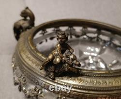 Antique Centre De Table En Cristal Avec Putto XIXe Siècle Style Napoléon III
