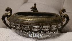 Antique Centre De Table En Cristal Avec Putto XIXe Siècle Style Napoléon III