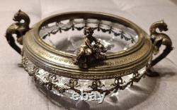 Antique Centre De Table En Cristal Avec Putto XIXe Siècle Style Napoléon III