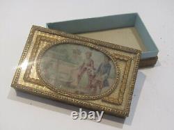 BOITE A CHOCOLATS DRAGEES Napoléon III XIXe Carton peinture Fixe sous Verre