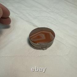 BOITE A Pilule en Agate XIXè Petit Coffret Napoléon III