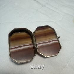 BOITE A Pilule en Agate XIXè Petit Coffret Napoléon III