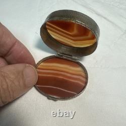 BOITE A Pilule en Agate XIXè Petit Coffret Napoléon III