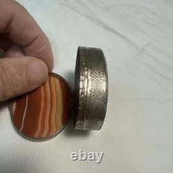 BOITE A Pilule en Agate XIXè Petit Coffret Napoléon III