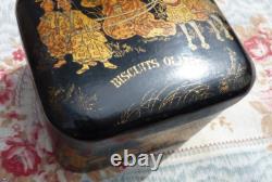 BOITE ANCIENNE Décor japonisant BISCUITS OLIBET XIXe, BOIS LAQUÉ NAPOLÉON III