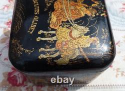 BOITE ANCIENNE Décor japonisant BISCUITS OLIBET XIXe, BOIS LAQUÉ NAPOLÉON III