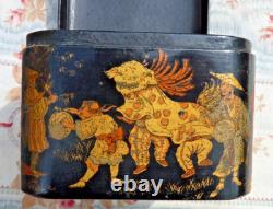 BOITE ANCIENNE Décor japonisant BISCUITS OLIBET XIXe, BOIS LAQUÉ NAPOLÉON III