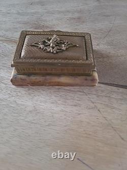 BOITE TIMBRES BRONZE Ange Napoléon III XIXè French Victorian 19thC Sur Marbre