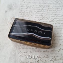 BOITE en Agate XIXè Souvenir Bains St Gervais Coffret Napoléon III