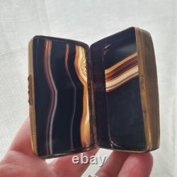 BOITE en Agate XIXè Souvenir Bains St Gervais Coffret Napoléon III