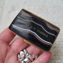 BOITE en Agate XIXè Souvenir Bains St Gervais Coffret Napoléon III