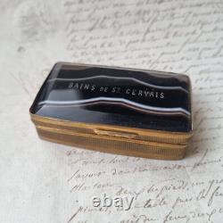 BOITE en Agate XIXè Souvenir Bains St Gervais Coffret Napoléon III