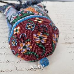 BOURSE AUMONIERE en Perles Milieu XIXè NAPOLEON III Beaded PURSE Mid 19thC