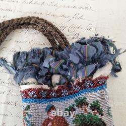 BOURSE AUMONIERE en Perles Milieu XIXè NAPOLEON III Beaded PURSE Mid 19thC