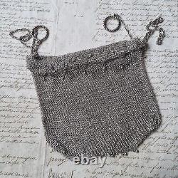 BOURSE Maille Argent AUMONIERE XIXè NAPOLEON III 134g Silver 800 Purse