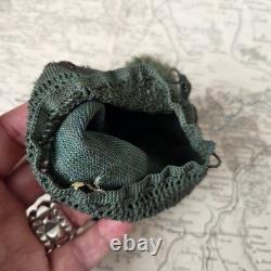 BOURSE SAC XIXè Broderie Perles D'Acier Monogramme AM Réticule Napoléon III