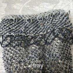 BOURSE SAC XIXè Broderie Perles De Verre Intérieur Peau Réticule Napoléon III