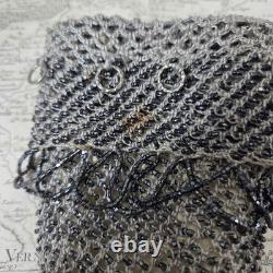BOURSE SAC XIXè Broderie Perles De Verre Intérieur Peau Réticule Napoléon III