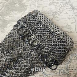 BOURSE SAC XIXè Broderie Perles De Verre Intérieur Peau Réticule Napoléon III