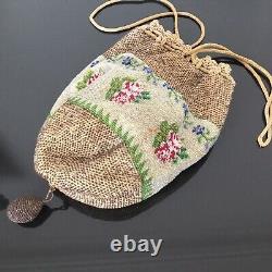 BOURSE Sac en Perles Milieu XIXè NAPOLEON III Beaded PURSE BAG Mid 19thC