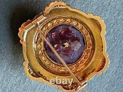 BROCHE NAPOLÉON III en or 18K avec AMETHYSTE XIXé poinçons tete aigle