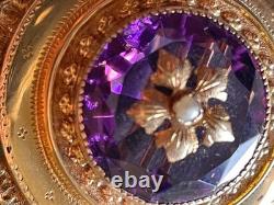 BROCHE NAPOLÉON III en or 18K avec AMETHYSTE XIXé poinçons tete aigle