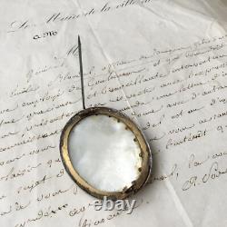 BROCHE XIXè NAPOLEON III ARGENT OISEAU EN NACRE FRENCH VICTORIAN BROOCH 19th C