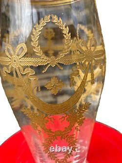 Baccarat Vase époque Napoleon III Style Louis XVI, XIXe Dorure, Verre Gravé