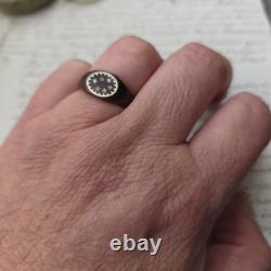 Bague Ancienne en Nacre Et Corne Blonde Époque XIXè Napoléon III Victorian TTD56