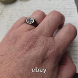 Bague Ancienne en Nacre Et Corne Blonde Époque XIXè Napoléon III Victorian TTD56