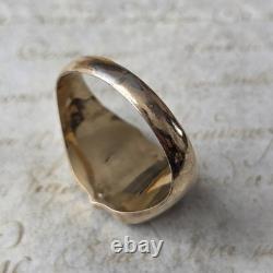 Bague Chevalière Plaqué Or Ecusson en Agate Napoléon III Bijou Ancien XIXè