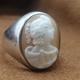 Bague Chevalière Argent Serti Camée Coquille Profil Féminin Xixe Napoéon Iii