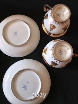 Beau Service Tête À Tête À Café Ou The Decors Empire Porcelaine 6 Pièces XIX