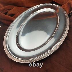 Beau plat de service ovale Christofle Métal argenté Napoléon III Palmettes XIXe