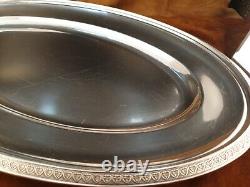 Beau plat de service ovale Christofle Métal argenté Napoléon III Palmettes XIXe