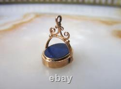 Beau sceau breloque de chatelaine XIXe en or 18 carats 18k matrice lapis-lazuli