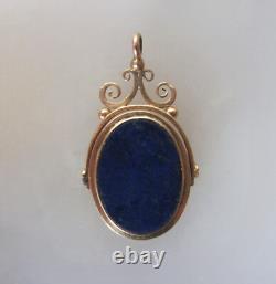 Beau sceau breloque de chatelaine XIXe en or 18 carats 18k matrice lapis-lazuli