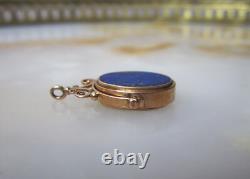 Beau sceau breloque de chatelaine XIXe en or 18 carats 18k matrice lapis-lazuli
