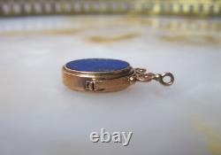 Beau sceau breloque de chatelaine XIXe en or 18 carats 18k matrice lapis-lazuli