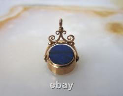 Beau sceau breloque de chatelaine XIXe en or 18 carats 18k matrice lapis-lazuli