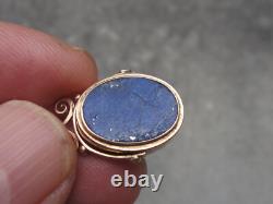 Beau sceau breloque de chatelaine XIXe en or 18 carats 18k matrice lapis-lazuli
