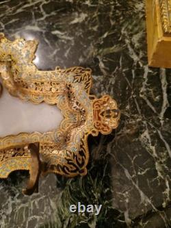 Bel Encrier Ancien En Bronze Et émail Cloisonné Époque XIX Ème S