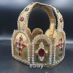 Belle importante couronne de Saint Procession Bijou Laiton & 530 strass XIXe