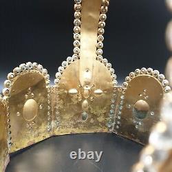 Belle importante couronne de Saint Procession Bijou Laiton & 530 strass XIXe