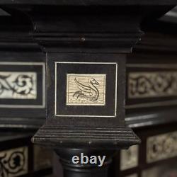 Bibliothèque XIXe Napoléon III incrustée de marqueterie décor d'arabesques L9500